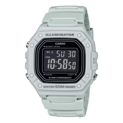 Casio Illuminator Uhr W-218H-8BVEF Silikon Grau Chrono Wecker Taucher 50mt