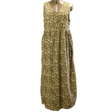 Bobbie Brooks 100 Cotton Floral Corduroy Jumper Dress V-Neck Light Brown S