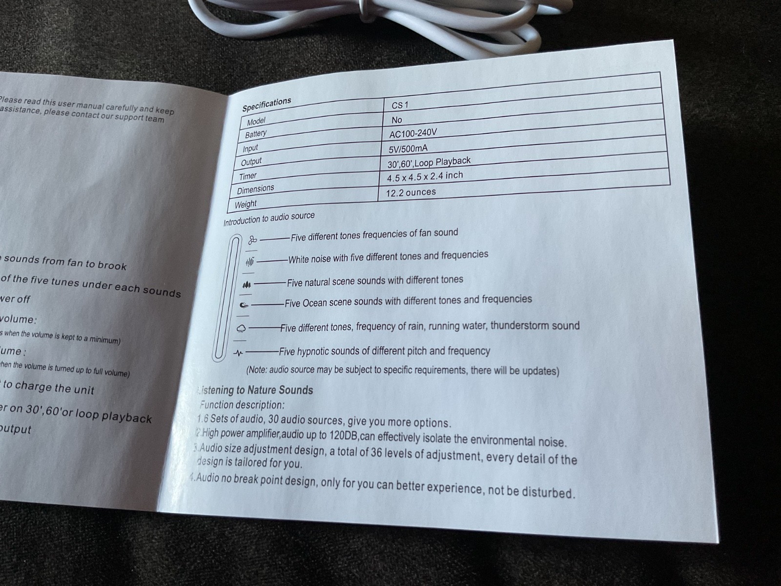 CS1 White Noise Machine Sleep Sound Machine Timer Sleep/Relax Therapy