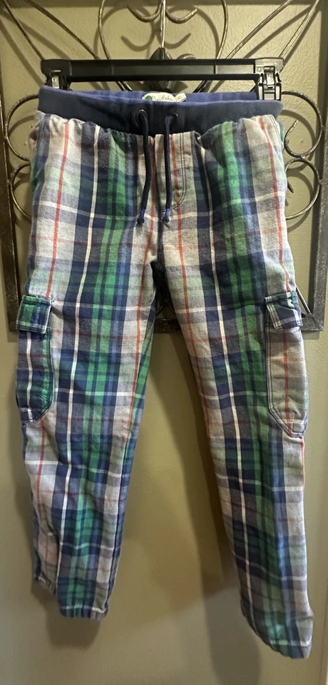 迷你Boden男童抽绳格纹工装裤,8岁(128厘米),蓝色/绿色 — 第 2/4 张图片