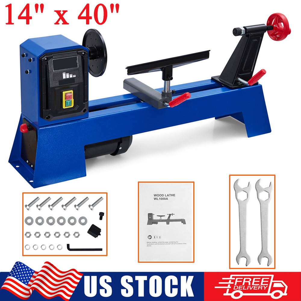 Benchtop Wood Lathe 14" x 40" Power Wood Turning Lathe Machi