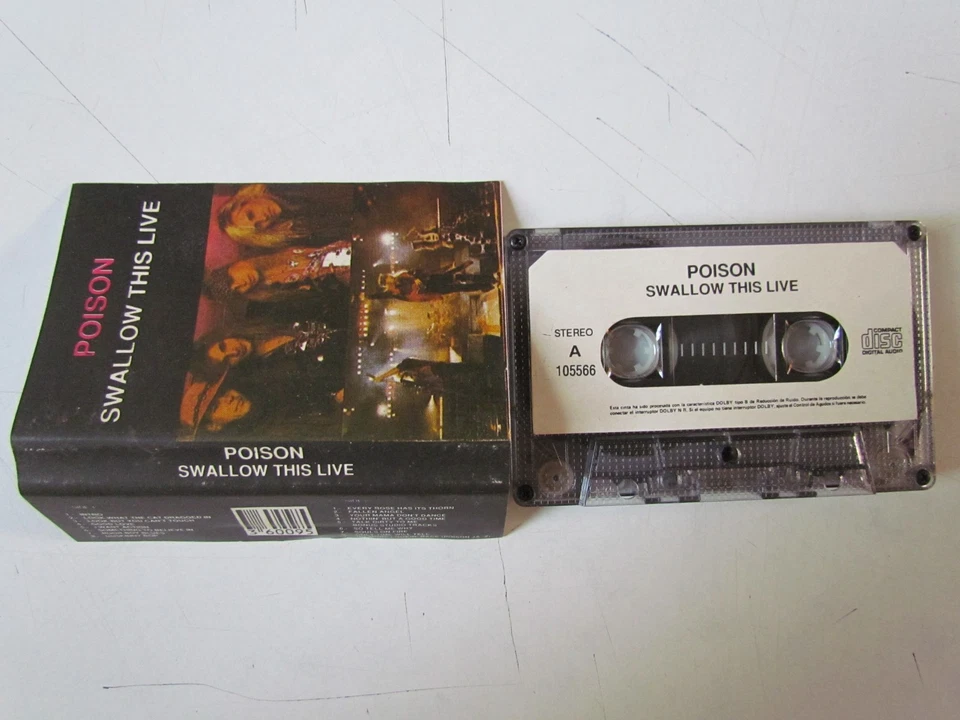 POISON - HARD ROCK - WHITE PAPER LABEL - SPAINSH TITLES - TAPE CASSETTE PERU - Image 2 of 4
