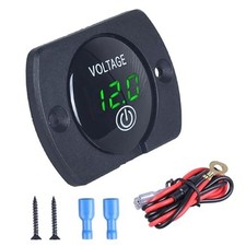 1Pc 12V Voltage Gauge with Touch Switch Digital Display Volt Gauge, DC 12V 24V w