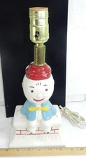 Vintage Ceramic Nursery Rhymes Character Table Lamp Humpty Dumpty Works Light