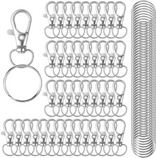 100PCS Keychain Hooks with Key Rings,Metal Swivel Lobster Claw Clasps, for Keych