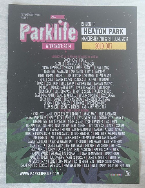 Parklife Weekender 2014 Mag Ad Snoop Dogg Foals Bastille Rudimental Carl Cox