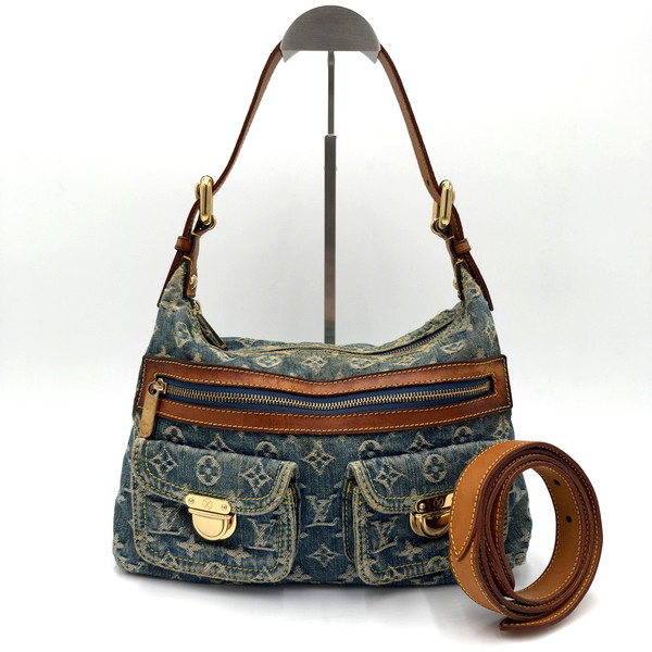 LOUIS VUITTON Monogram Denim Buggy PM 2way Shoulder Bag M95049 LV Authentic Used