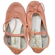 Dance Time Ballet Slippers Size 13.5M Pink Leather Childrens With Box