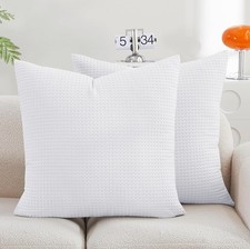 100 Egyptian Cotton Waffle Weave Throw Pillow Covers 22"x 22" Set of 2 600 TC