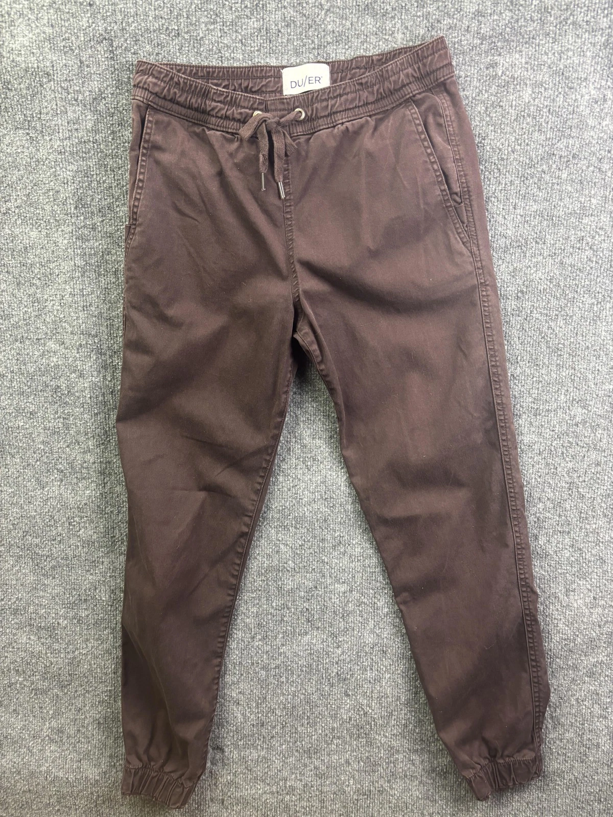DU/ER Pants Mens Small Brown Jogger Slim Fit Stretch Elastic Waist Cuffed