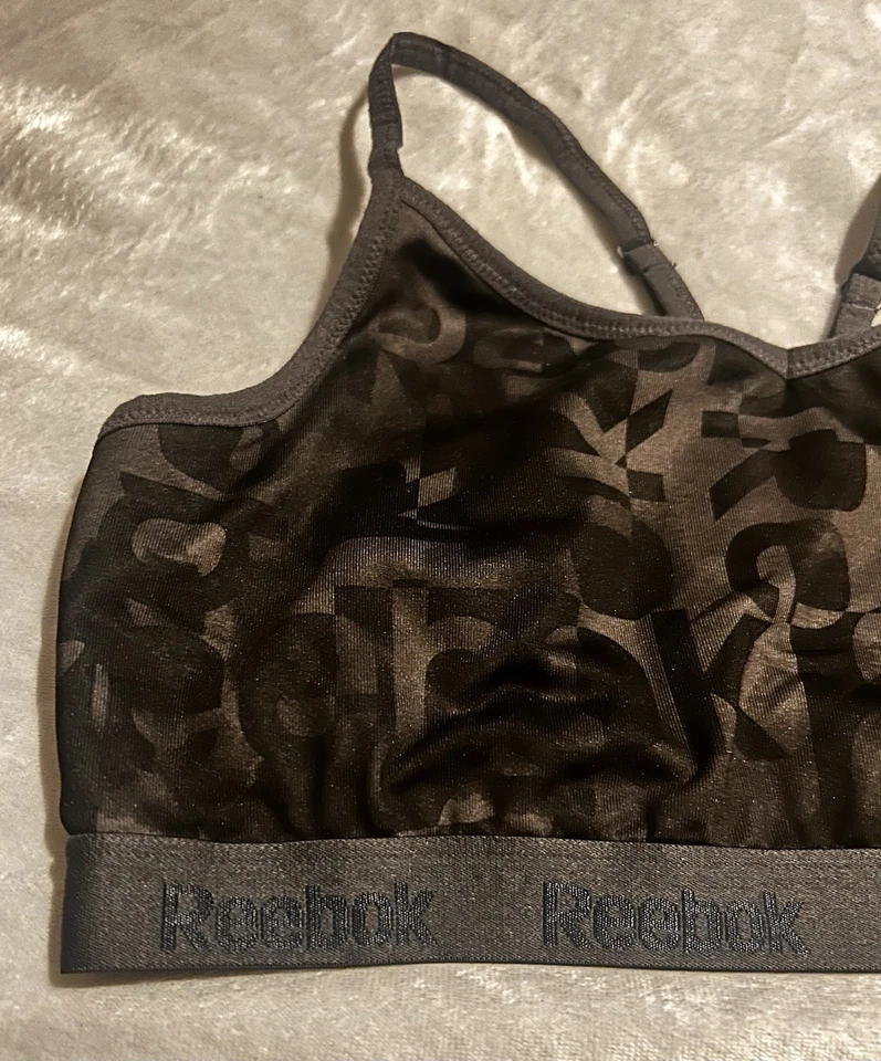 Sutiã esportivo Reebok dois tons cinza logotipo estampa racerback tamanho GG + PRESENTE GRÁTIS - Imagem 2 de 4