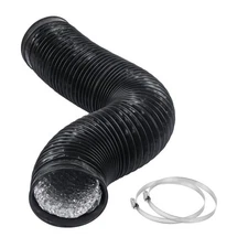 CABAX 4 Inch 5 Feet Air Ducting, Flexible Black Aluminum Vent Hose for HVAC V...