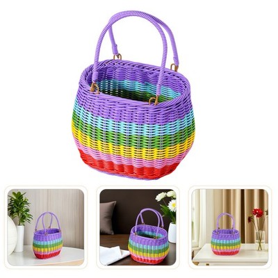  Hand-woven Rattan Tray with Handles Dekoratives Aufbewahrungsgefäß