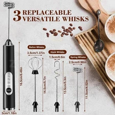 Electric Milk Frother Handheld Whisk Mixer Stirrer Coffee Egg USB Rechargeable