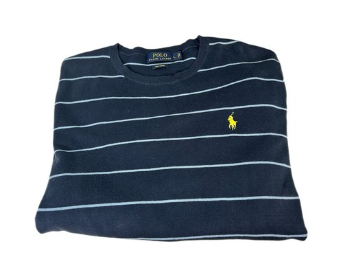 Polo Ralph Lauren Pullover Sweater Pima Cotton Blue Striped Crewneck Men’s Large