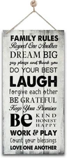 Family Rules Home Signs Decor, Hanging Wood Sign Décor, 02 