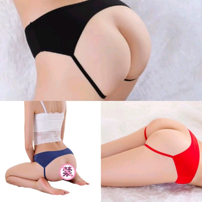 Set of 3 Sexy Ladies Open Butt Panties stretch waist 20" - 28" red, black, blue