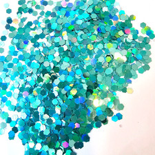 Teal Aqua Chunky Glitter Mix Holographic "Mermaid Sparkle" Resin Nails Craft DIY