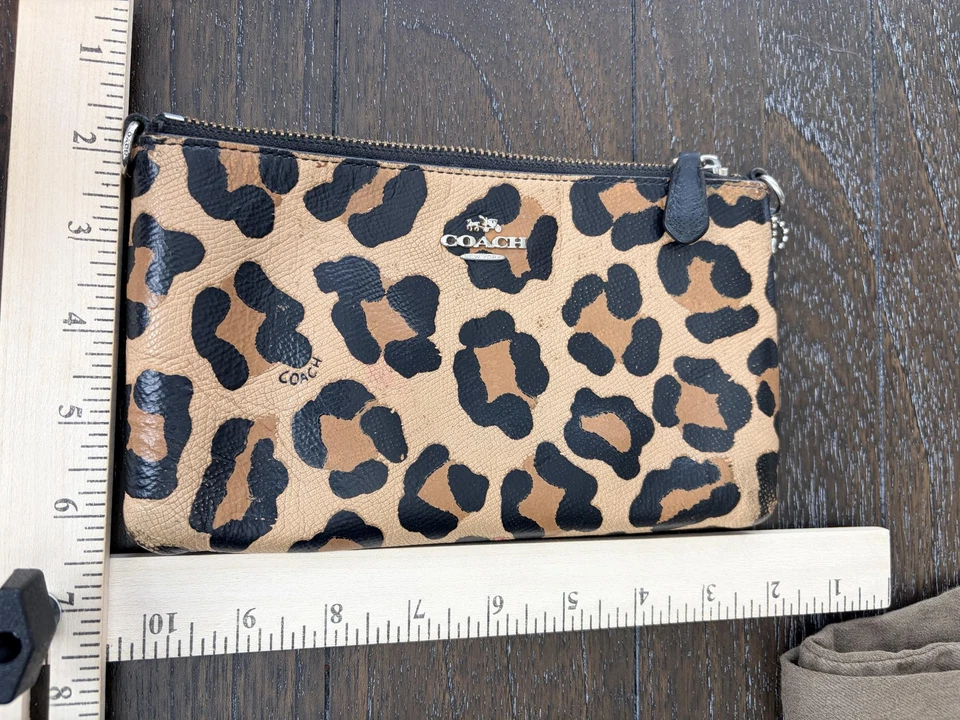 蔻驰拉链袋女式均码棕色黑色豹纹动物印花标志链 — 第 3/4 张图片