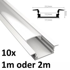 10x ALU Profil Leiste Schiene EINBAU-SL weiß...