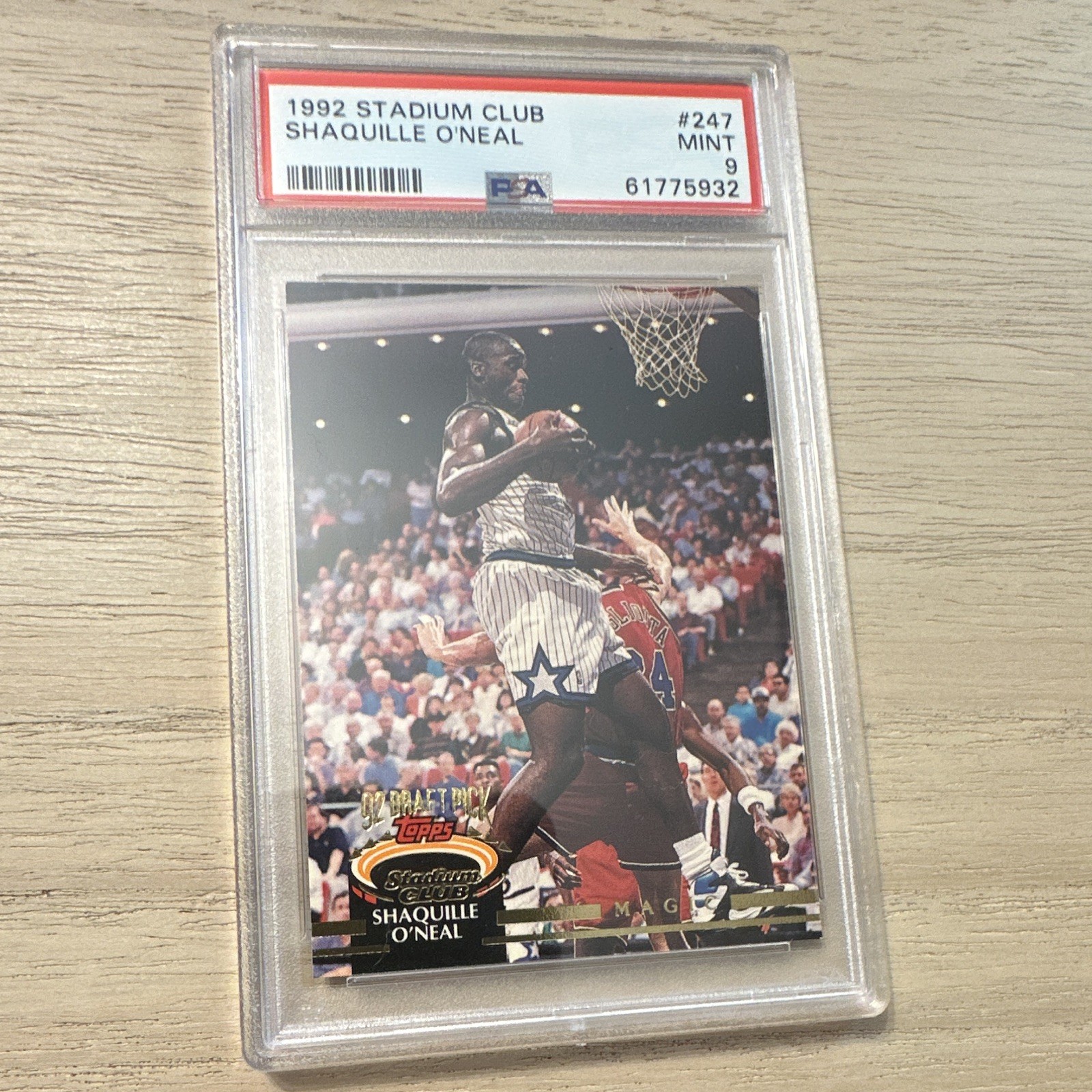 1992-93 Topps Stadium Club Shaquille O'Neal #247 (RC) PSA 9
