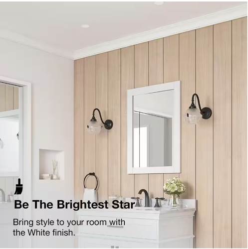 Cherrydale Bathroom Vanity Mirror 24" W x 32" H Rectangular Framed White - Picture 4 of 7