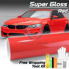 High Gloss Red Glossy Car Vinyl Wrap Sticker Decal Sheet Film DIY Air Release
