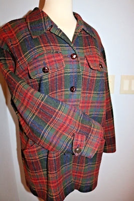 Vintage Women's Plaid Heavy Wool Coat Button Up Pladed Vintage Women's Plaid Heavy Wool Coat Button Up Pladed