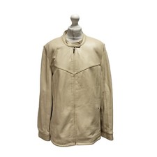 Ann Harvey Cream Zipped Leather Jacket Uk Women's Size 18 Bb112