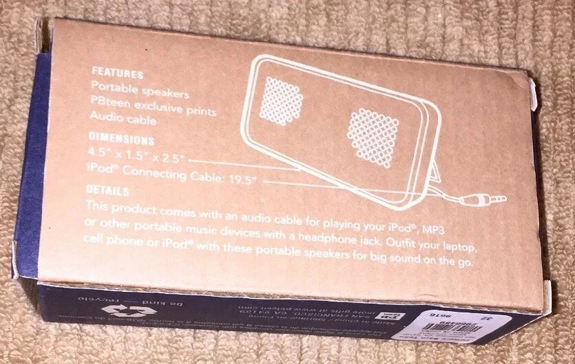 Pottery Barn Teen Must Have Mini Speakers NWT Navy Geo Diamond Music - Imagem 2 de 4