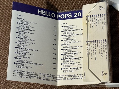 HELLO! POPS 20 JAPAN CASSETTE TAPE 32.6P-97 SLIP CASE DollyDots NOLANS Dooleys - Picture 5 of 14