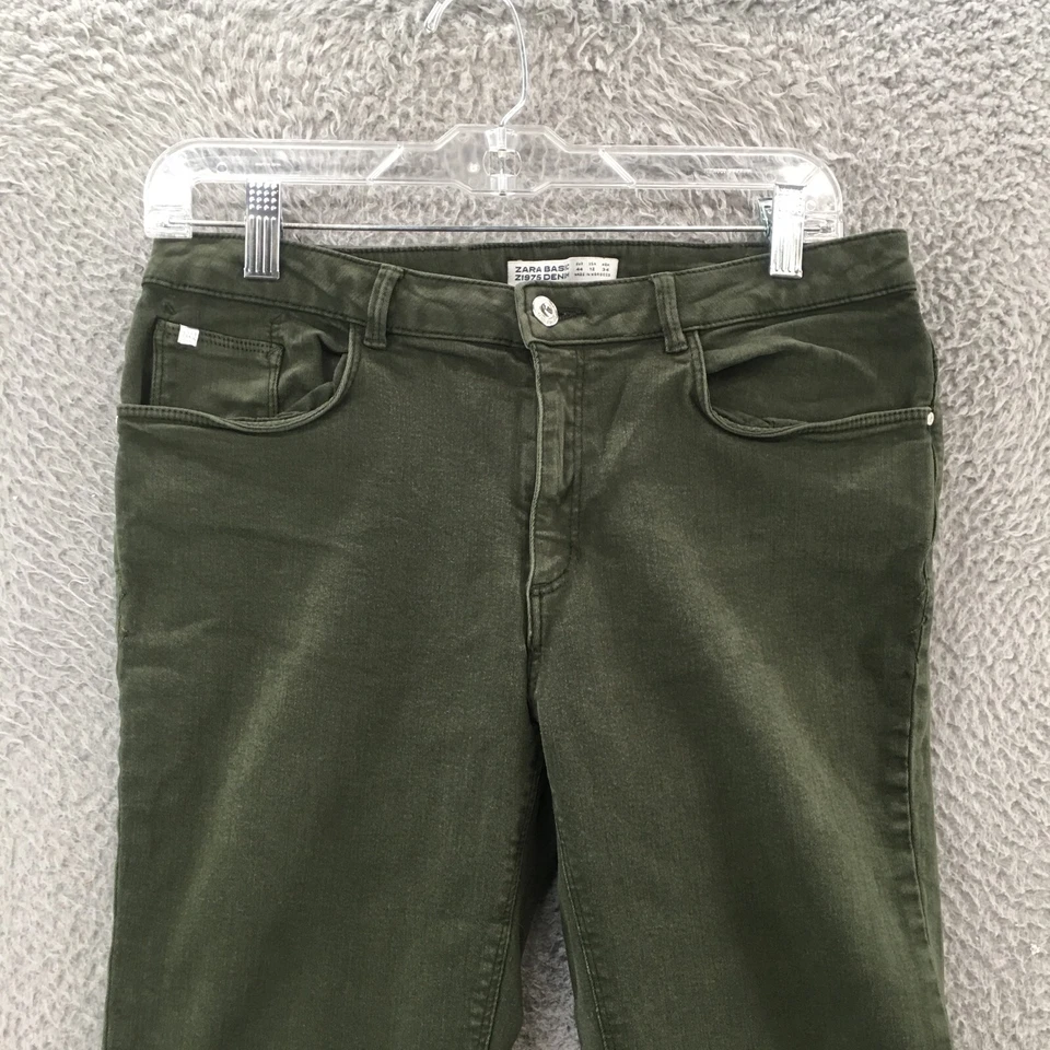 Zara Basic Z1975 Denim Jeans Womens 12 (Actual 30x27) Green Zip Fly Mid Rise - Image 2 of 4