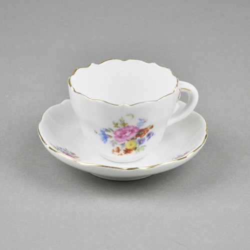 Tasse à moka porcelaine - œuvres enrichi ville de Meissen - couvert décor floral - Photo 1/8