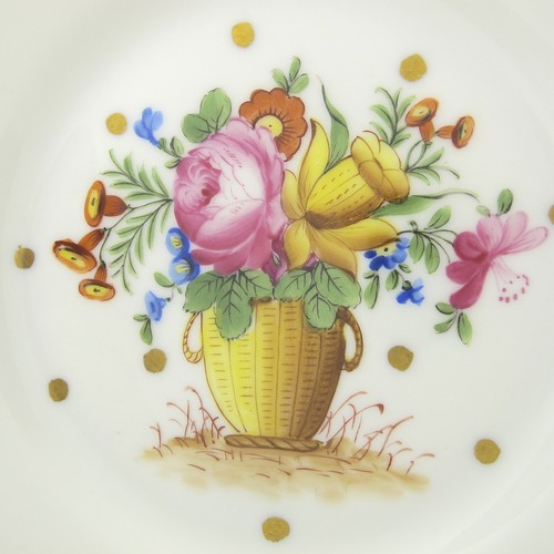 Juego de placas de gabinete de 10 panes MAISON DELVAUX Paris limoges puntos dorados ramo floral - Imagen 7 de 17