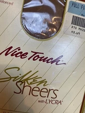 Vintage Nice Touch Silken Sheers 20 Denier Lycra Size Full Figure Short Nude