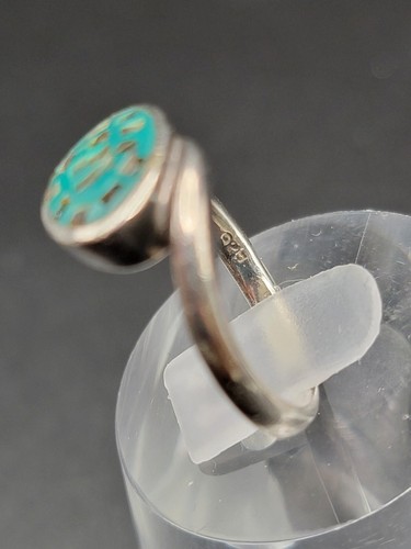 925 Silver Turquoise Dome Avalon Mosaic Oval Signet Ring Bypass Band Inlay Egg - Picture 15 of 23
