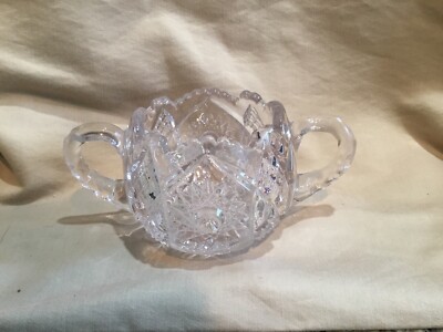 Vintage Heavy Leaded Crystal 2-Handle Sugar Bowl Cut Glass Classic Elegance