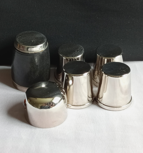 Vintage Owl Shaped Chrome Metal Shot Glasses Set Holder 4 Nesting - Picture 14 of 18