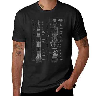 Saturn V / Apollo Crewed Lunar Expedition (White Stencil - No Background. Vertic