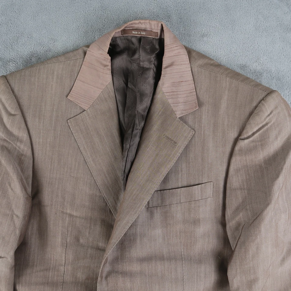 Gucci Blazer Size 48R Single Breasted Brown Wool Mohair Made in Italy Designer - Image 3 of 4