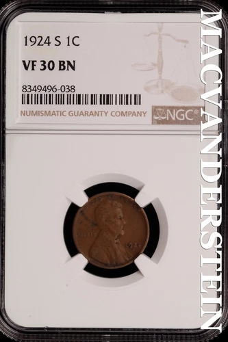 1924-S Lincoln Wheat Cent - NGC VF 30 BN - Scarce  No Reserve  #SLH170