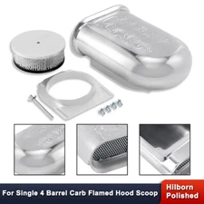 Polished Aluminum Hilborn Style Flame Hood Air Scoop Kit Single 4 Barrel Carb