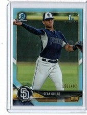 2018 Bowman Chrome Draft Sky Blue Refractors #BDC144 Sean Guilbe 156/402 Padres