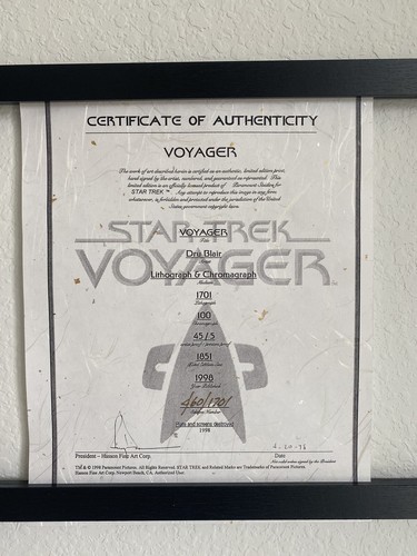 Litografía Star Trek Voyager firmada por Dru Blair con certificado de autenticidad #406/1701 - Imagen 2 de 4