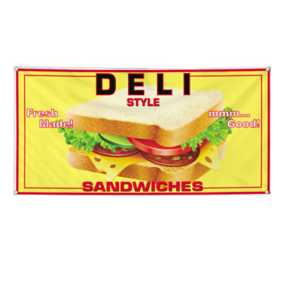 Vinyl Banner Multiple Sizes Deli Sandwiches Restaurant Cafe Bar Delis Outdoor