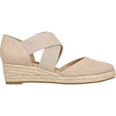 LifeStride Keaton Women's 5 M Taupe Solid Canvas Espadrille Sandal Wedge |  eBay