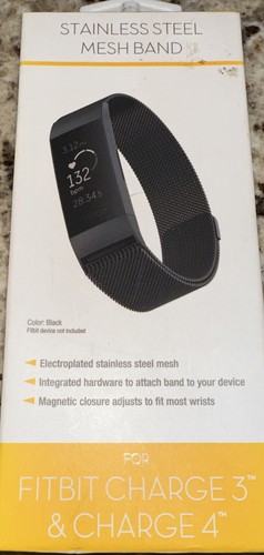 Banda de malla de acero inoxidable Fitbit Charge 3er y 4to cierre magnético - Imagen 2 de 3