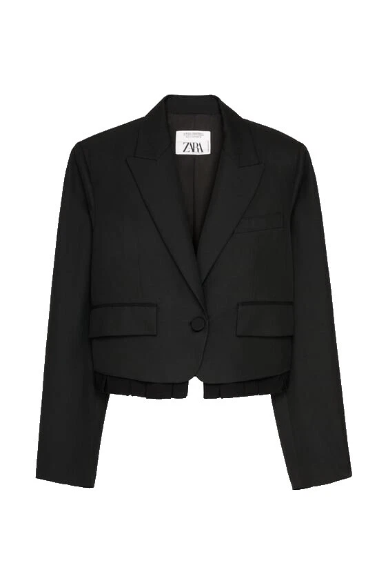 Preto Plissado Tamanho Regular Casacos, jaquetas e Coletes para mulheres