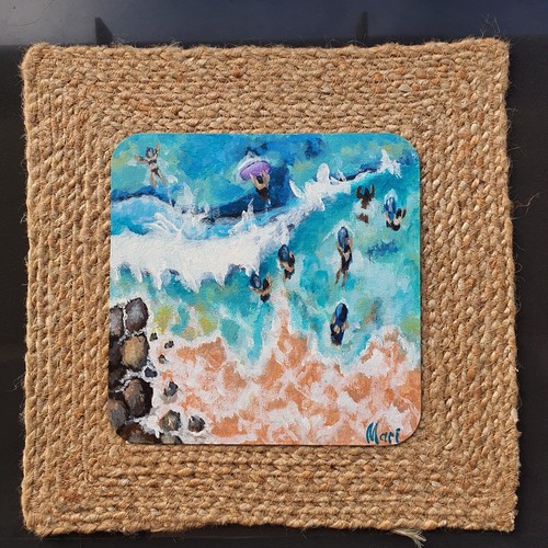 California Beach Art – Surfboarder in La Jolla, Original Acrylic Painting - Picture 4 of 11