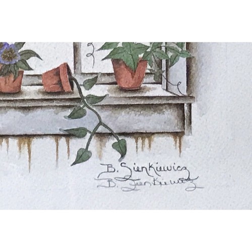 Stampa artistica fienile finestra campagna con vista B Sienkiewicz firmata cottage nucleo fattoria - Foto 2 di 4